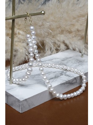 Pearls In Ocean Beyaz Renk Gerçek Inci Kolye Classic Serisi 334