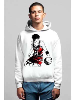 Rock&Roll Yakışıklı Basketci Beyaz Kapüşonlu Erkek Sweatshirt