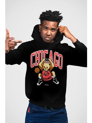 Rock&Roll Chicago Basket Siyah Kapüşonlu Erkek Sweatshirt