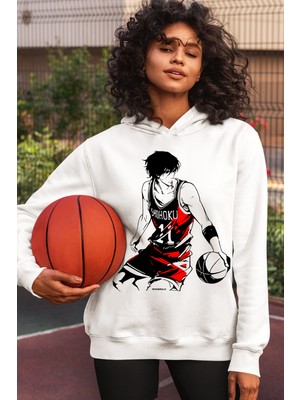 Rock&Roll Yakışıklı Basketci Beyaz Kapüşonlu Kadın Sweatshirt