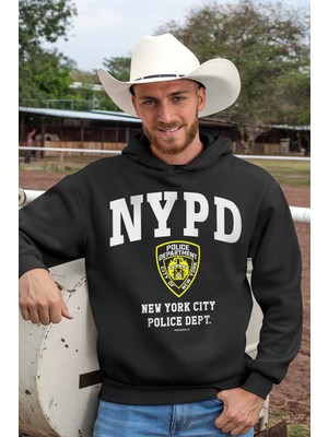 Rock&Roll Nypd Antrasit Kapüşonlu Kalın Erkek Sweatshirt