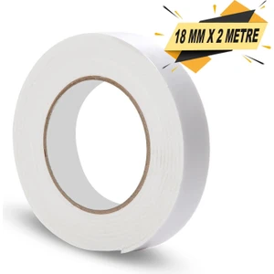 Çift Taraflı Köpük Bant Montaj Bandı Beyaz 18 mm x 2 mt