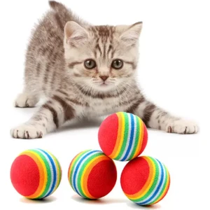 Gökkuşağı Renkli Kedi Oyun Topu Small 3.5 cm 4'lü