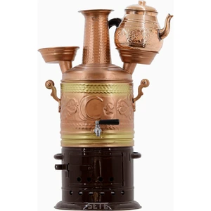 - Bakır Semaver Sobalı 5 Lt + Bakır Demlik