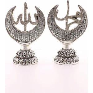Hediye Filesi 2'li Gümüş Allah Muhammed Hilal Orta Boy Biblo 20CM-06
