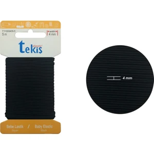 4mm Siyah Bebe Lastik - 5 Metre