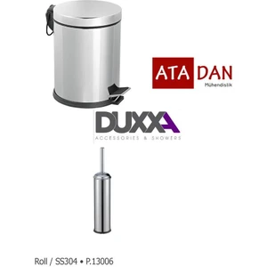 Duxxa Pedallı 3 Lt Çöp Kovası 304 Paslanmaz+Duxxa Roll Wc Fırçalık 304 Paslanmaz