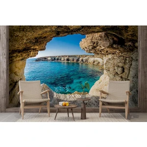 Özel Duvarlar 3 Boyutlu Derinlik Mağara Deniz Manzarası Duvar Kağıdı