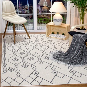 Galaksi Home   Modern Halı Geometrik Desenli Halı Salon Oturma Odası Halısı  Halı 4 M2  F032KREMGRİ