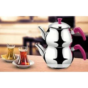 Harika Avm Yonca No:2 Mini Boy Küre Çelik Çaydanlık Takımı Kendinden Süzgeçli