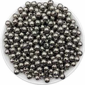 Hedef Bijuteri 8mm Füme- Antrasit Renk Ccb Metalize Metal Görünümlü Plastik Boncuk,takı Boncuğu (25GR,~80 Adet)