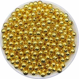 Hedef Bijuteri 8mm Gold-Altınsarısı Renk Ccb Metalize Metal Görünümlü Plastik Boncuk,takı Boncuğu (25GR,~80 Adet)