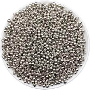 Hedef Bijuteri 4mm Gümüş - Nikel Renk Ccb Metalize Metal Görünümlü Plastik Boncuk,takı Boncuğu (25GR,~750 Adet)