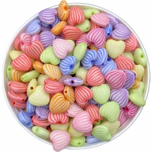 Hedef Bijuteri Pastel 10MM Çizgili Kalp Şekilli Karışık Pastel Renk Boncuk,takı Yapımı (25GR, ~70 Adet)