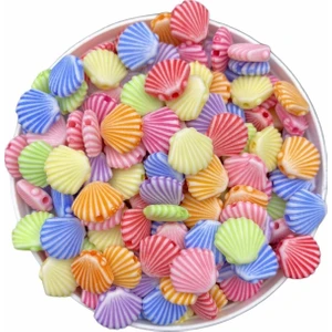 Hedef Bijuteri Pastel Midye,deniz Kabuğu,istridye Şekilli Karışık Pastel Renk Boncuk,takı Yapımı (25GR, ~75 Adet)