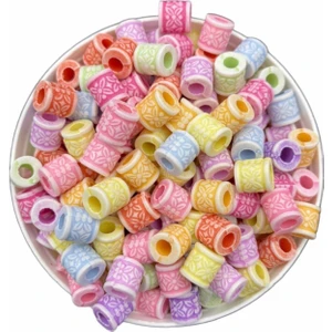 Hedef Bijuteri Pastel 8mm Silindir Model Karışık Pastel Renk Boncuk,takı Yapım Hobi Boncuğu (25GR, ~40 Adet)