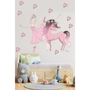 Echo Home Pembe Balerin ve Unicorn Çocuk Odası Sticker