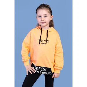 Toontoy Kids Kız Çocuk Kapüşonlu Garni Detaylı Baskılı Sweatshirt