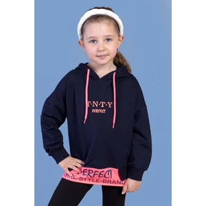 Toontoy Kids Kız Çocuk Kapüşonlu Garni Detaylı Baskılı Sweatshirt