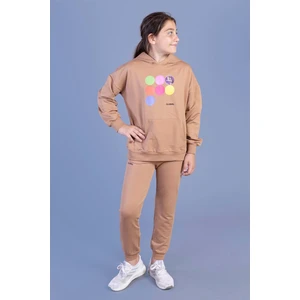 Toontoy Kids Kız Çocuk Kanguru Cepli Kapüşonlu Eşofman Takımı