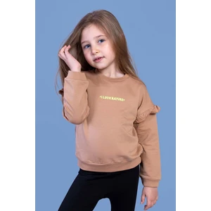 Toontoy Kids Kız Çocuk Kolları Fırfır Detaylı Nakışlı Sweatshirt