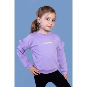 Toontoy Kids Kız Çocuk Kolları Fırfır Detaylı Nakışlı Sweatshirt