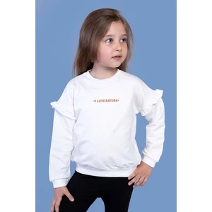 Toontoy Kids Kız Çocuk Kolları Fırfır Detaylı Nakışlı Sweatshirt