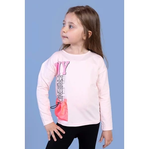 Toontoy Kids Kız Çocuk Cep Detaylı Baskılı Tişört