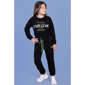 Toontoy Kids Kız Çocuk Baskılı Beli Lastikli Eşofman Takımı