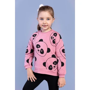 Toontoy Kids Kız Çocuk Panda Baskılı Sweatshirt