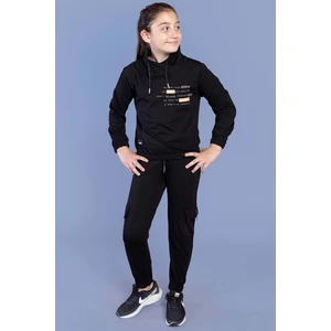 Toontoy Kids Kız Çocuk Baskılı Balıkçı Yaka Eşofman Takımı