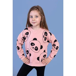 Toontoy Kids Kız Çocuk Panda Baskılı Sweatshirt