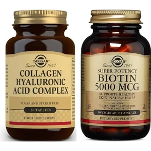 Hyaluronic Acid Collagen Complex 30 Tablet+Solgar Biotin 5000 Mcg 50 Kapsül