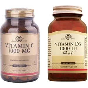 Vitamin C 1000 Mg 90 Tablet+Solgar Vitamin D3 1000 Iu 100 Tablet