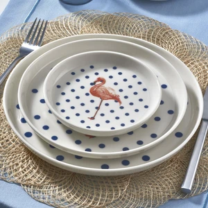Güral Porselen Güral Bilbao  6 Parça Bone Pasta Seti Flamingo
