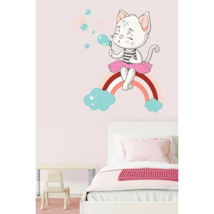 Echo Home Gökkuşağı ve Sevimli Kedi Baloncuklar Temalı Çocuk Odası Sticker