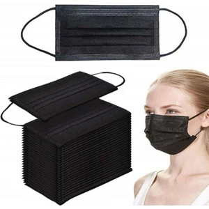Marka Siyah Elastik Kulaklı Meltblown Maske - ( 50 Adet) - (Tıp 2r) -