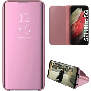 Samsung Galaxy S21 Ultra 5G İçin Pc Pu Deri Standlı Pencereli Kılıf (Yurt Dışından)