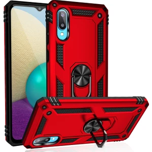 Samsung Galaxy A02 İçin Çift Katmanlı Halkalı Standlı Kılıf (Yurt Dışından)