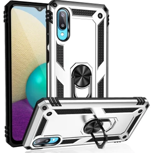 Samsung Galaxy A02 İçin Çift Katmanlı Halkalı Standlı Kılıf (Yurt Dışından)