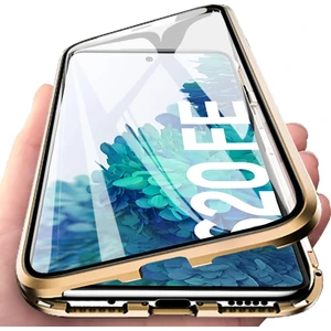 Samsung Galaxy S20 Fe İçin 360 Derece Tam Koruma Şeffaf Manyetik Metal Bumper Kılıf (Yurt Dışından)