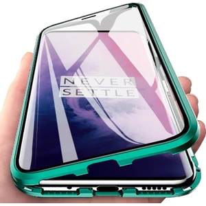 Oneplus 7 Pro İçin 360 Derece Tam Koruma Şeffaf Manyetik Metal Bumper Kılıf (Yurt Dışından)