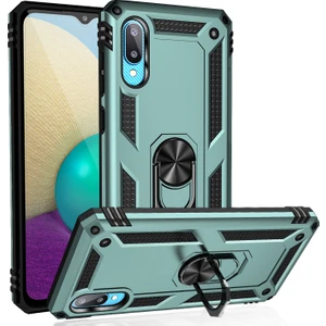 Samsung Galaxy A02 İçin Çift Katmanlı Halkalı Standlı Kılıf (Yurt Dışından)