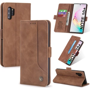 Samsung Galaxy Note 10+ / Note 10 Plus 5G İçin Retro Deri Manyetik ShockProof Tpu Flip Standlı Kılıf (Yurt Dışından)