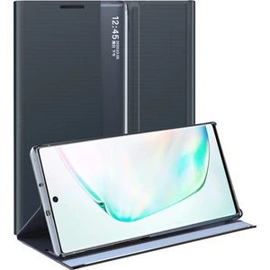Samsung Galaxy Note 10 Plus / Note 10+ 5G İçin İnce Flip Pu Deri Pencereli Standlı Kılıf (Yurt Dışından)