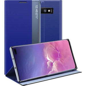 Samsung Galaxy S10 Plus İçin İnce Flip Pu Deri Pencereli Standlı Kılıf (Yurt Dışından)