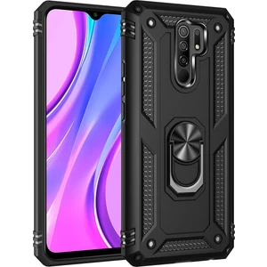 Xiaomi Redmi 9 İçin Çift Katmanlı Halkalı Standlı Kılıf (Yurt Dışından)