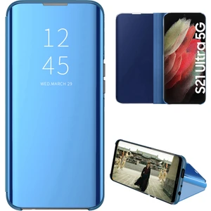 Samsung Galaxy S21 Ultra 5G İçin Pc Pu Deri Standlı Pencereli Kılıf (Yurt Dışından)