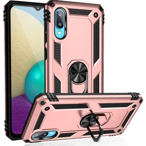 Samsung Galaxy A02 İçin Çift Katmanlı Halkalı Standlı Kılıf (Yurt Dışından)