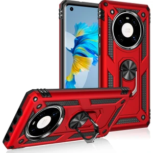 Huawei Mate 40 Pro İçin Çift Katmanlı Halkalı Standlı Kılıf (Yurt Dışından)